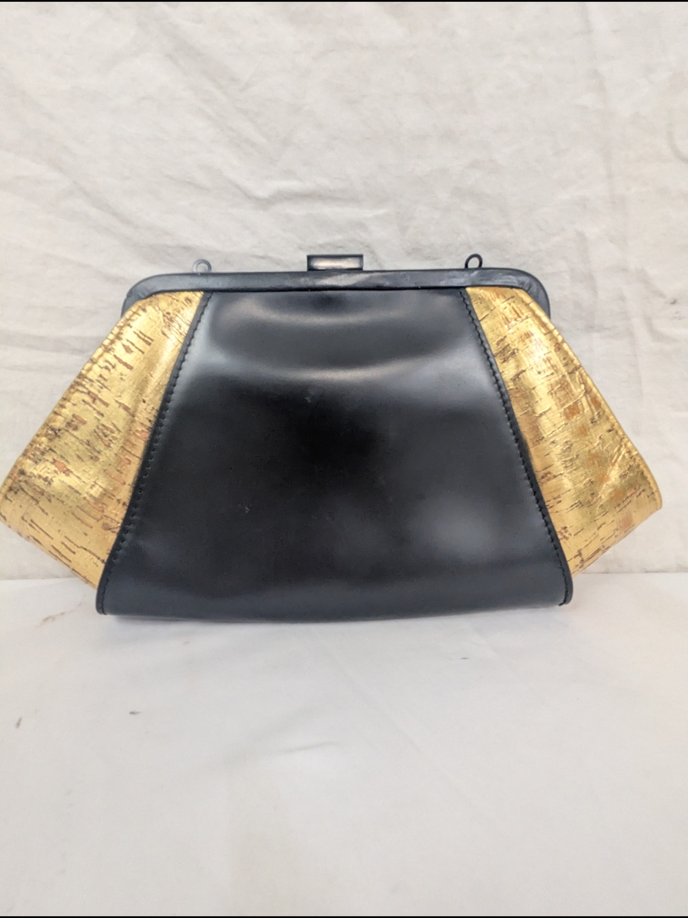 Zac Posen Z Spoke New York Striking Black Gold Clutch with Chain NWOT.